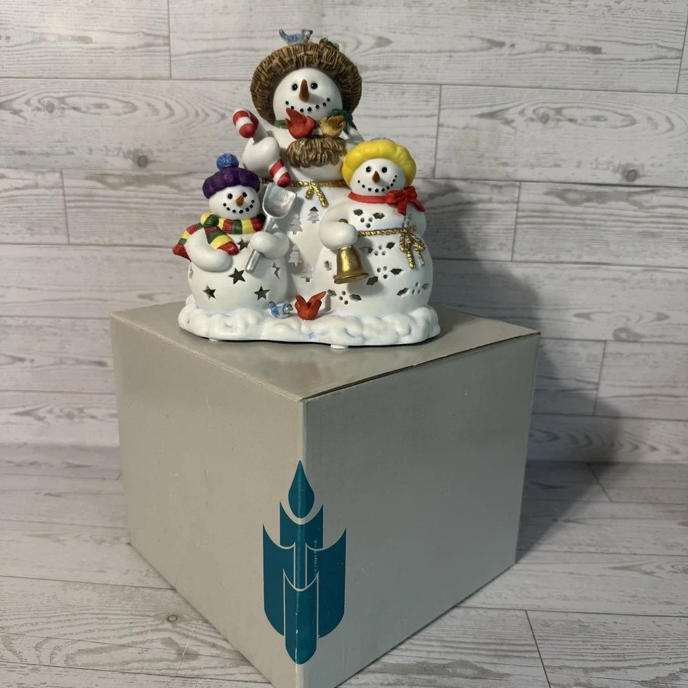 Party Lite Partylite Retired Snowbell 3 Snowman Tealight Candle Holder P7702 NIB
